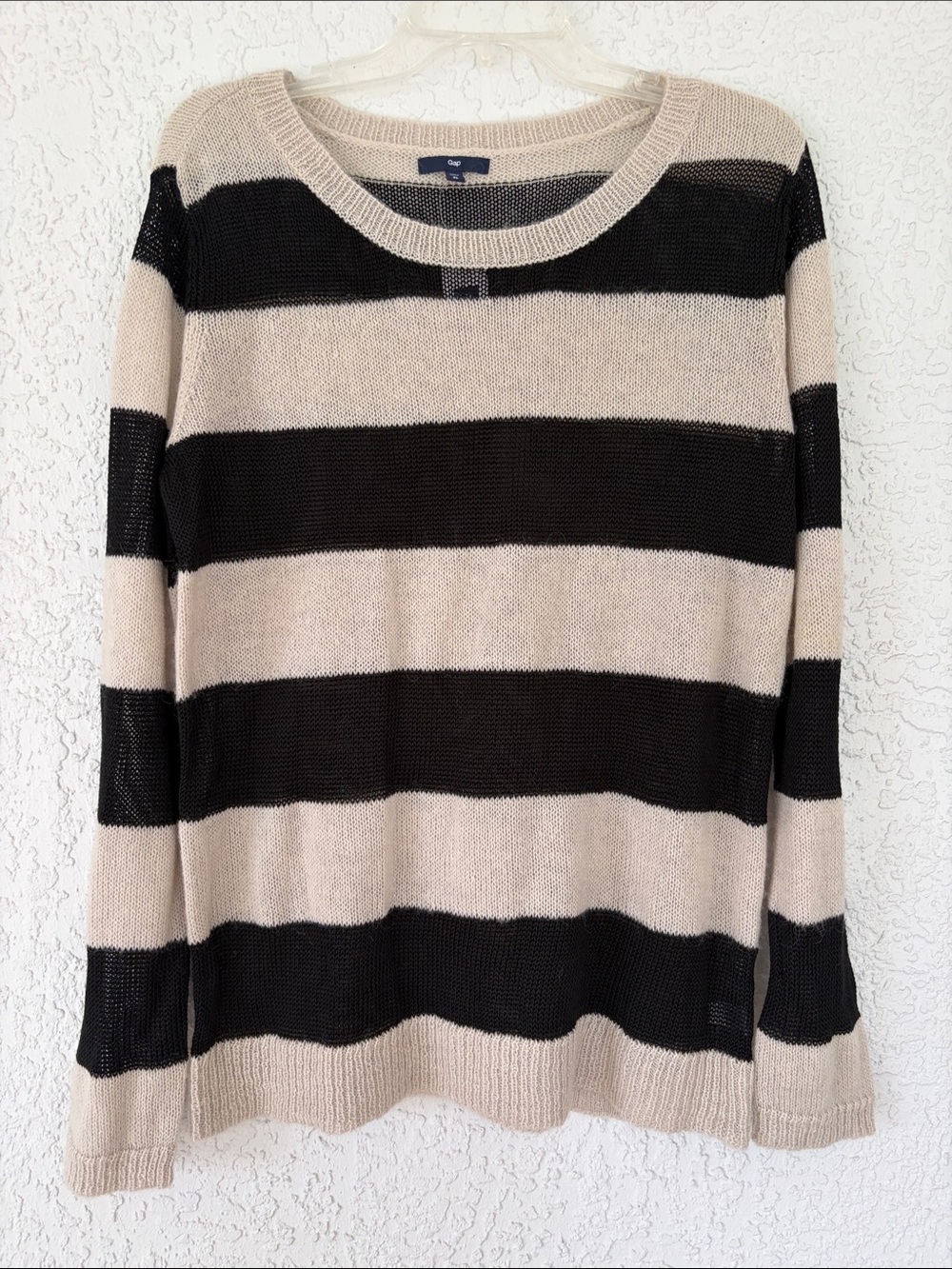 GAP Beige and Black Striped Crewneck Sweater size XL
